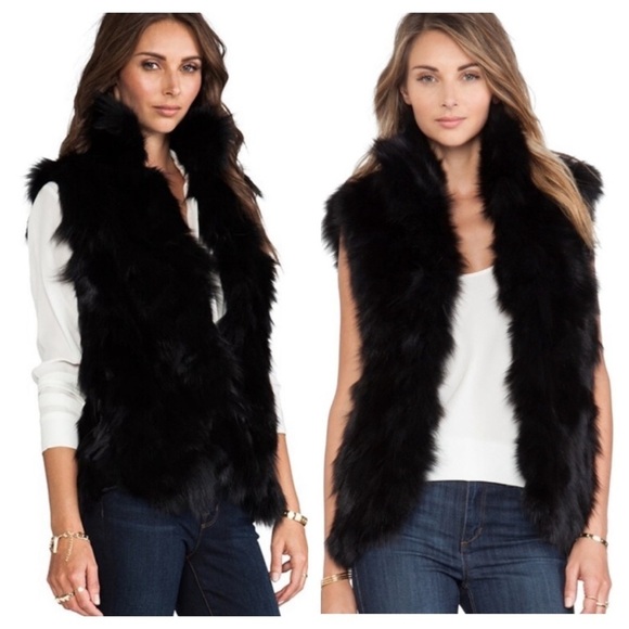Adrienne Landau /  genuine Fox Fur Vest black small - Picture 1 of 5
